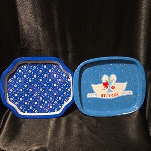 Vintage Blue Decorative Tray Set